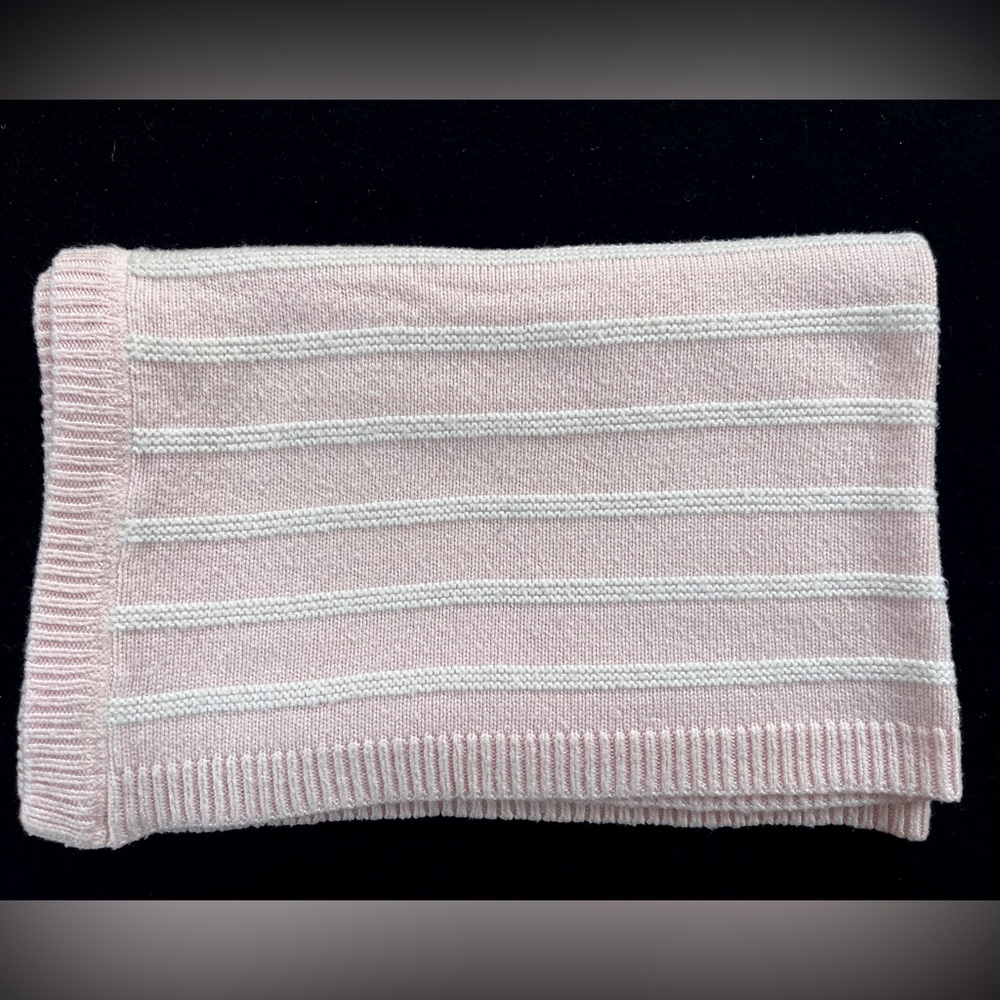 Pottery Barn Kids Viscose Baby Blanket Pink White Stripe Lovey Soft 30 x 40
